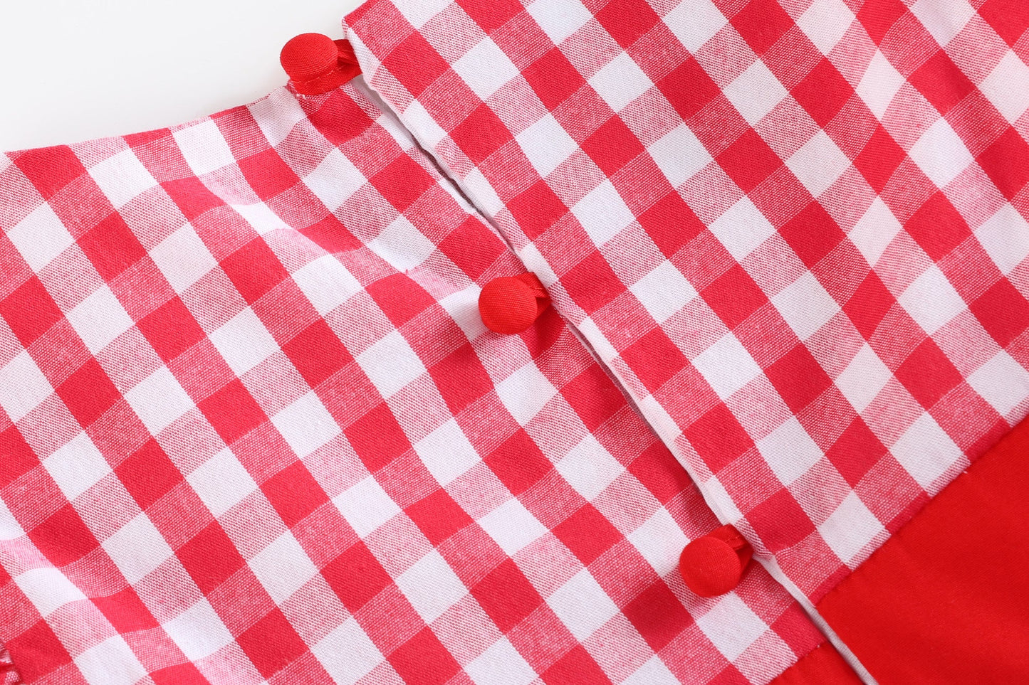 Red Gingham Cherry Applique Ruffle Dress