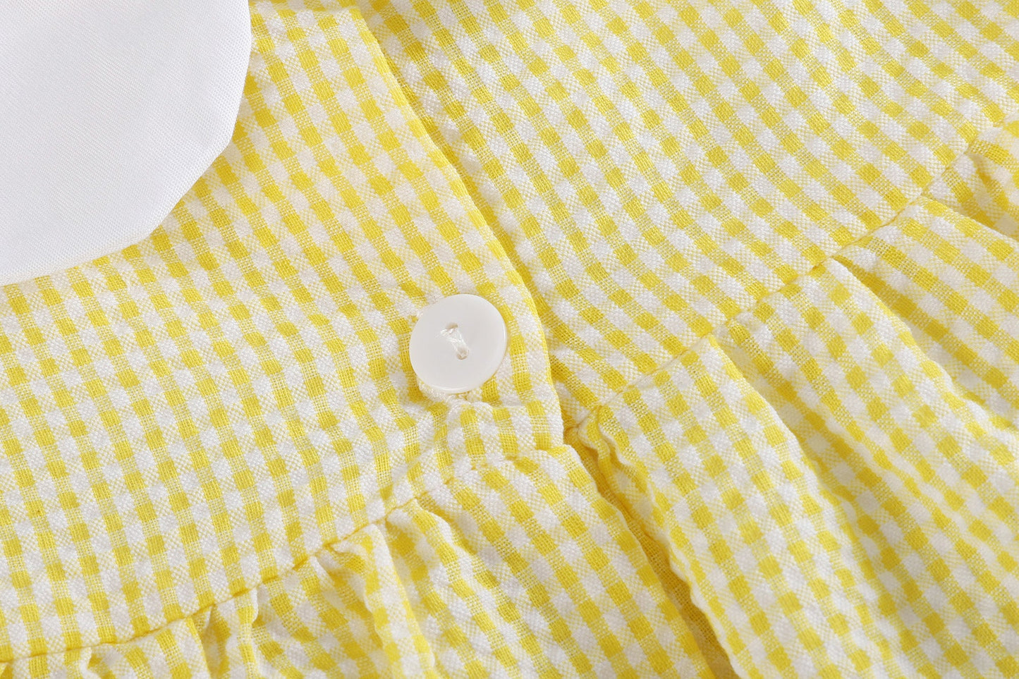 Yellow Seersucker Pumpkin Vine Dress