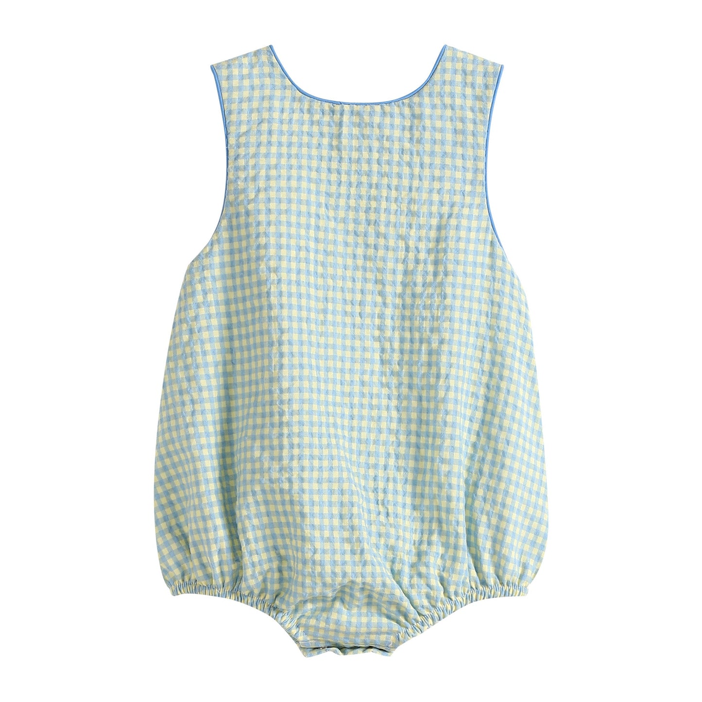 Blue and Yellow Gingham Bubble Romper