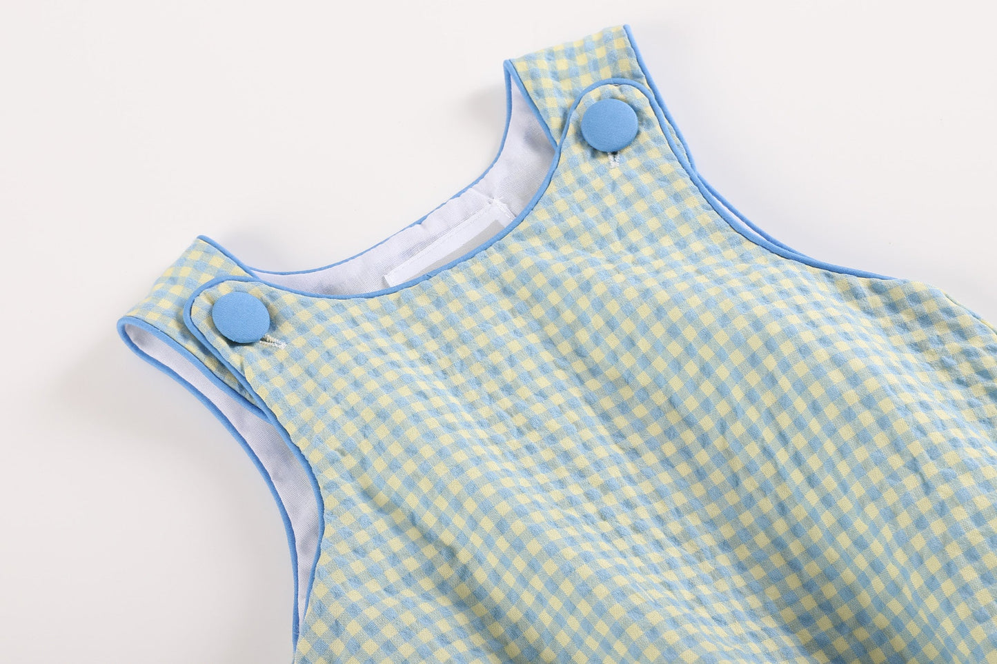 Blue and Yellow Gingham Bubble Romper