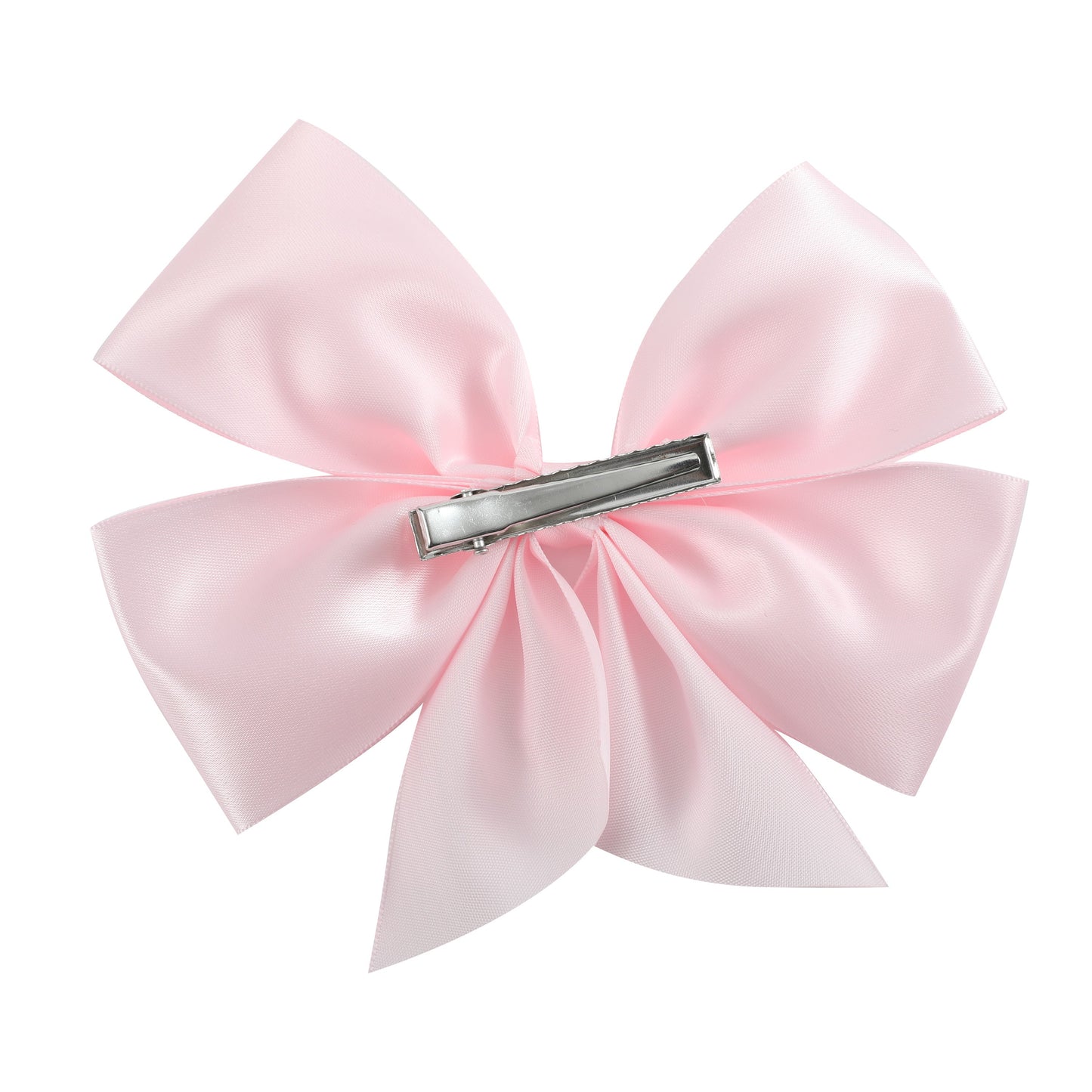 Powder Pink Satin Large Bow Hair Clip