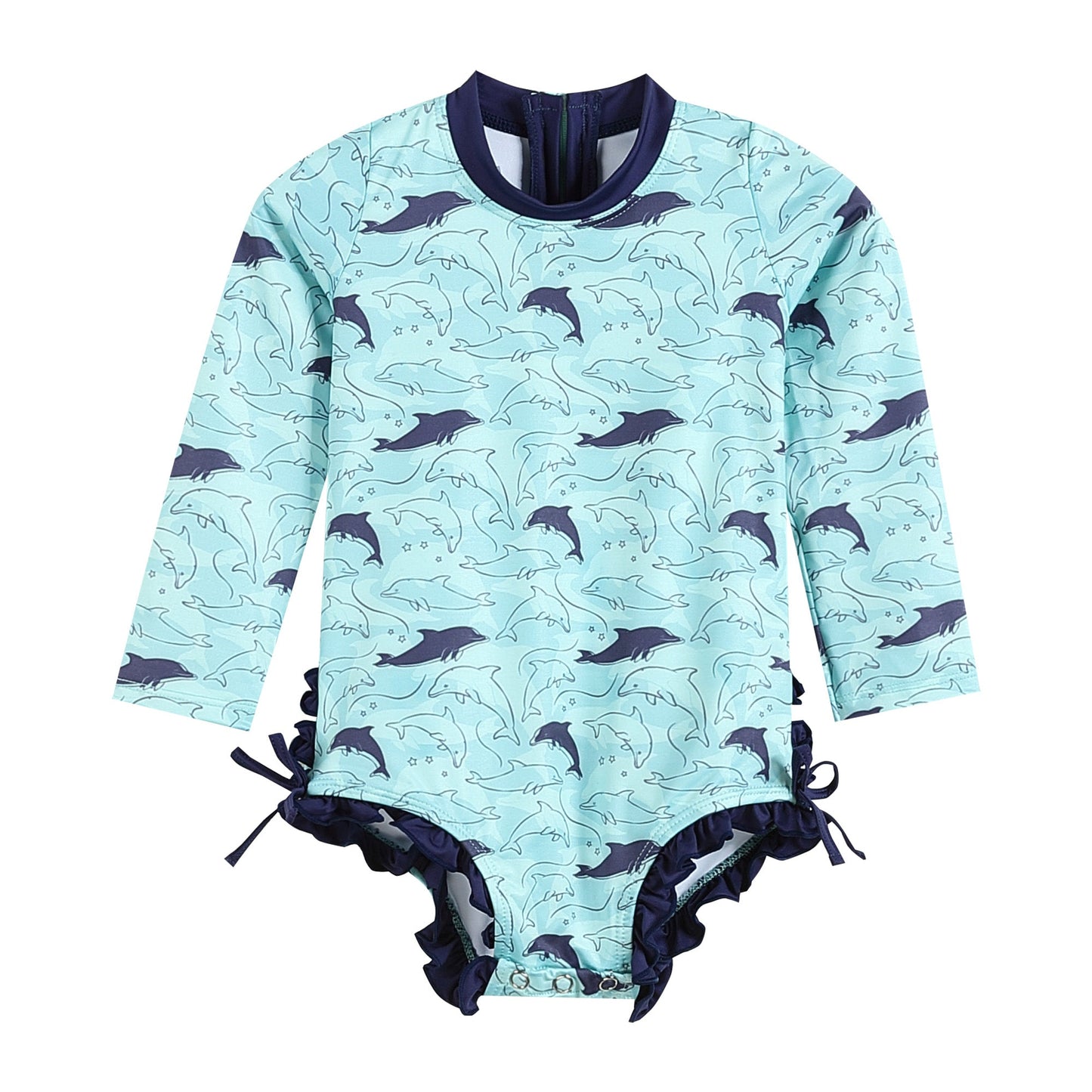 Dolphin Long Sleeve Ruffle Swimsuit