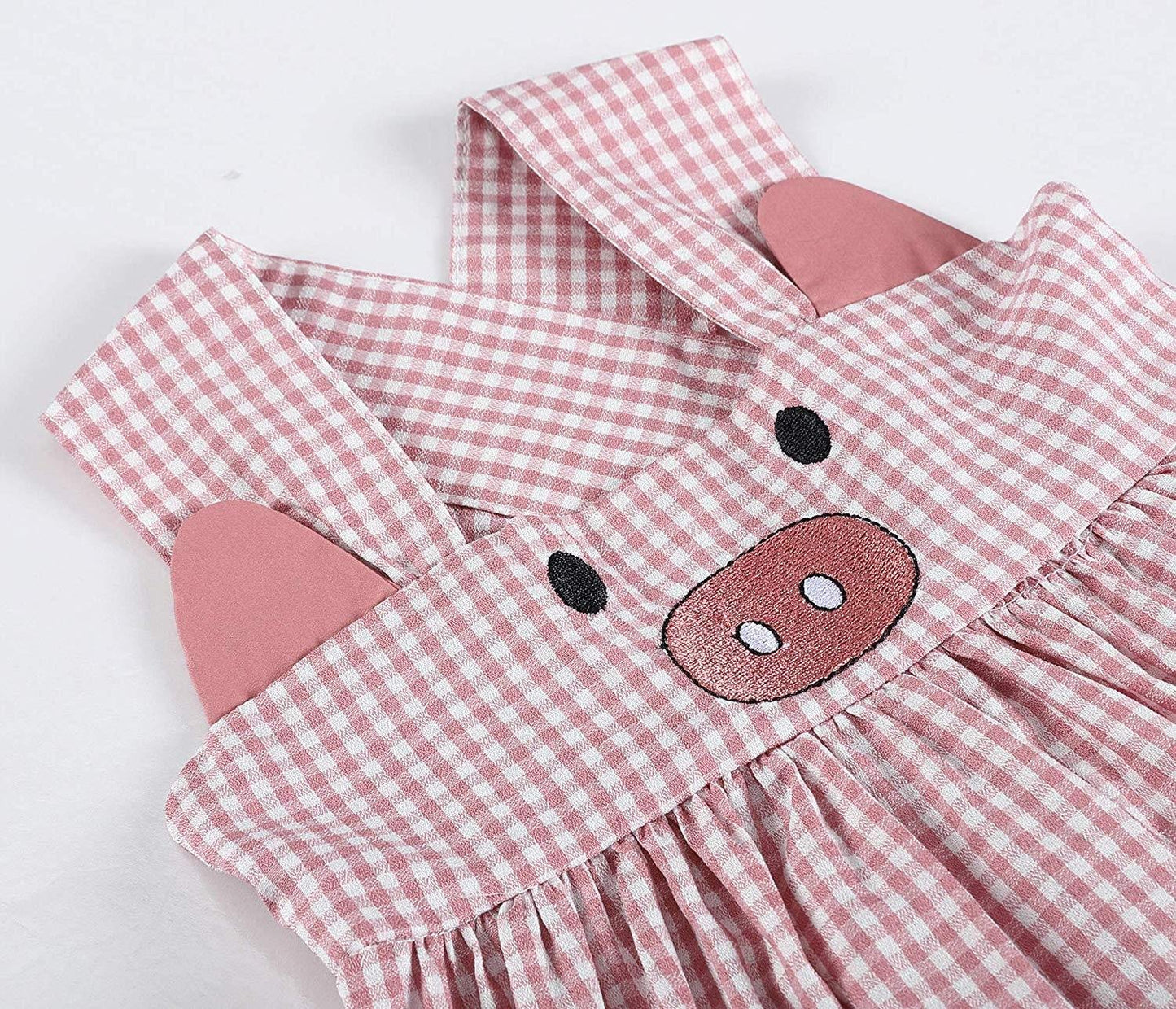 Rose Gingham Little Piggy Sleeveless A-Line Dress